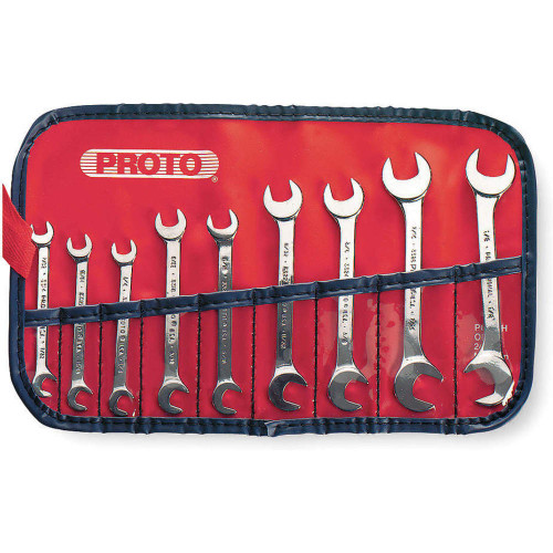 PROTO Angle Open End Wrench Set,9 Pc,Satin J3200D