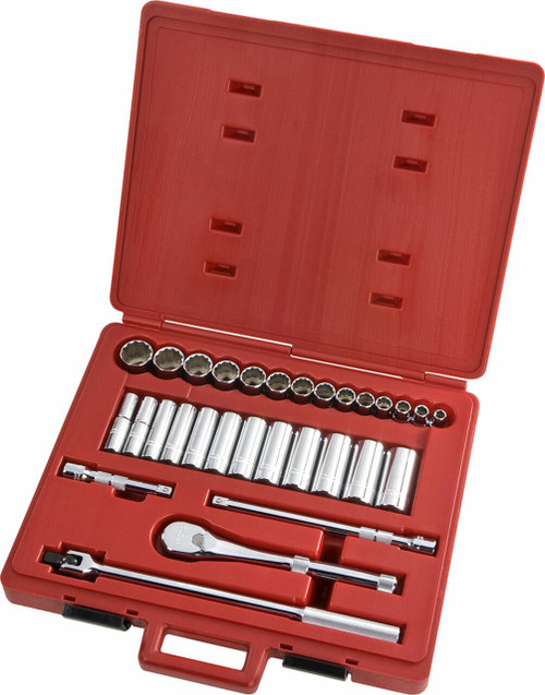 PROTO Socket Wrench Set,SAE,1/2 in. Dr,30 pc J54126XL