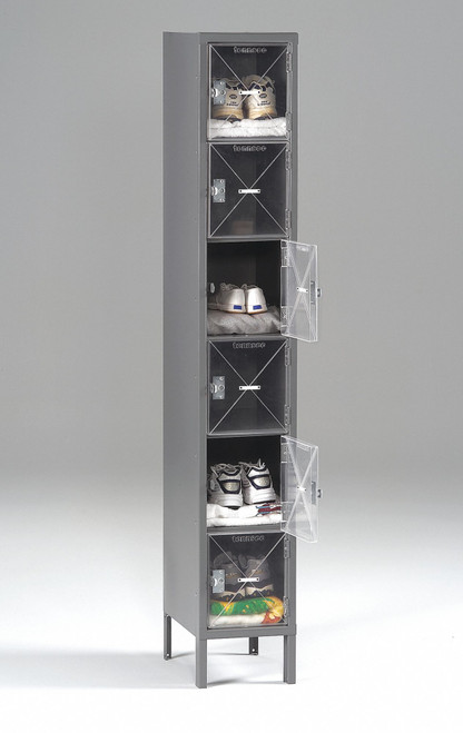 TENNSCO Box Locker,Clearview,1 Wide, 6 Tier,Gray CBL6-121212-1 MED GR