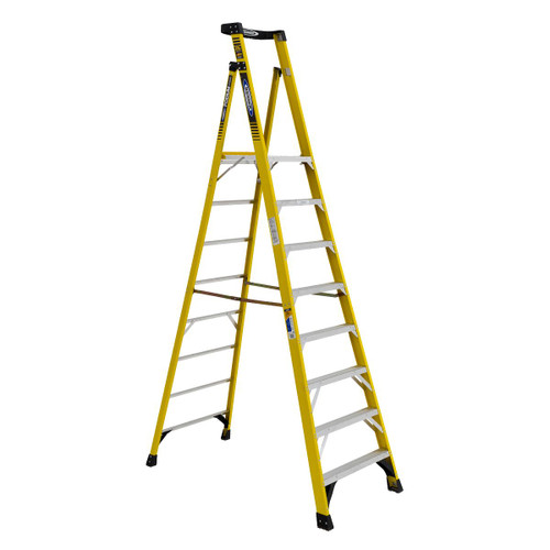 WERNER Podium Stepladder,8 ft,Fiberglass,375 lb PD7308