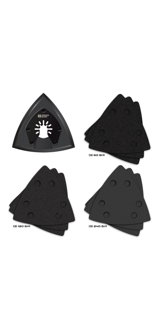 Milwaukee IBOTSPV-10 Imperial Blades IBOTSPV-10 One Fit 3-1/2" Oscillating Triangle Sanding Pad + Sandpaper Variety Pack, 10PC