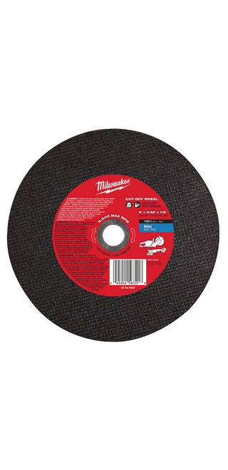 Milwaukee 49-94-9000 9 in. X 3/32 in. X 7/8 in. Metal Cut-Off Wheel Milwaukee 49-94-9000 9 in. X 3/32 in. X 7/8 in. Metal Cut-Off Wheel