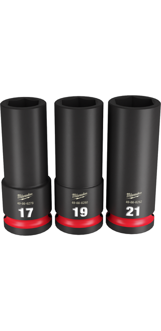 Milwaukee 49-66-7025 3PC SHOCKWAVE Impact Duty 1/2" Drive Metric Deep 6 Point Socket Set