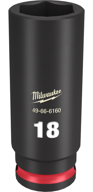 Milwaukee SHOCKWAVE Impact Duty  3/8"Drive 18MM Deep 6 Point Socket - 49-66-6160