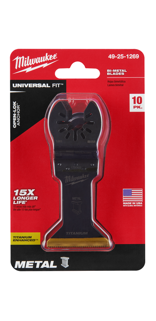 Milwaukee 49-25-1269 OPEN-LOK 1-3/4" TITANIUM CHARGED Bi-Metal Multi-Material Multi-Tool Blades 10PK