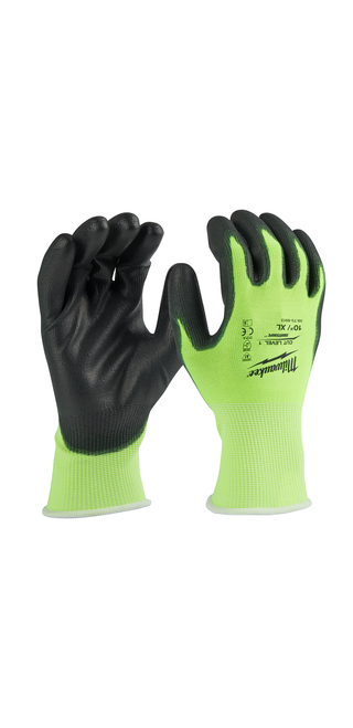 Milwaukee 48-73-8913 High Visibility Cut Level 1 Polyurethane Dipped Gloves - XL