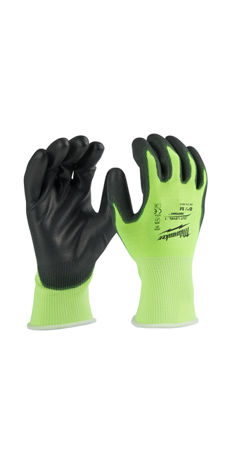 Milwaukee High Visibility Cut Level 1 Polyurethane Dipped Gloves-Medium 48-73-8911