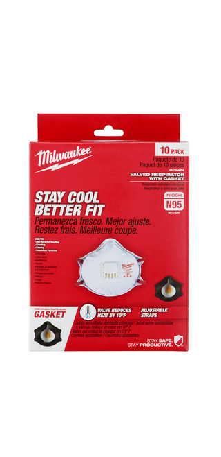 Milwaukee 48-73-4004 10PK N95 Valved Respirator with Gasket Milwaukee 48-73-4004 10PK N95 Valved Respirator with Gasket