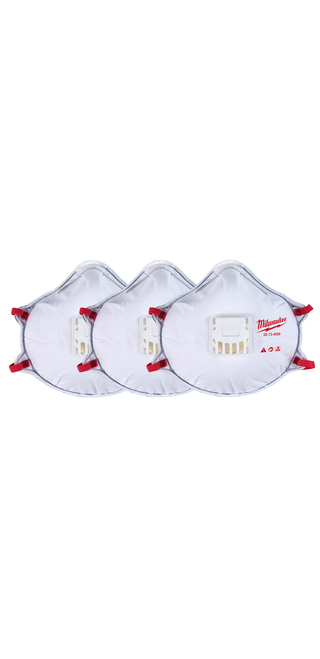 Milwaukee 48-73-4002 3pk N95 Valved Respirator with Gasket Milwaukee 48-73-4002 3pk N95 Valved Respirator with Gasket