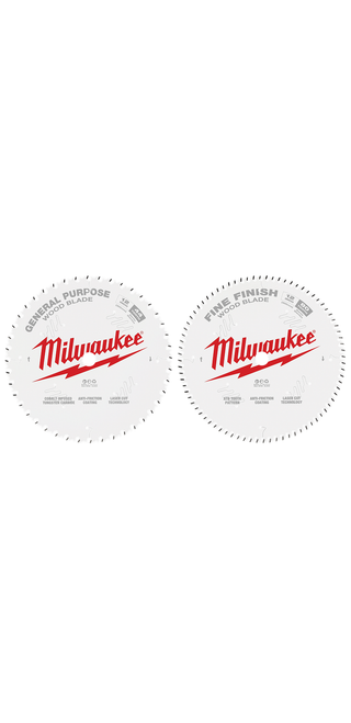 Milwaukee Circular Saw Two-Pack Wood Cutting Blades 12" 44T + 80T - 48-40-1232