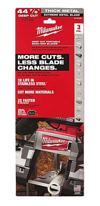 Milwaukee 48-39-0601 Extreme Thick Metal Band Saw Blades 3PK Deep Cut Milwaukee 48-39-0601 Extreme Thick Metal Band Saw Blades 3PK Deep Cut