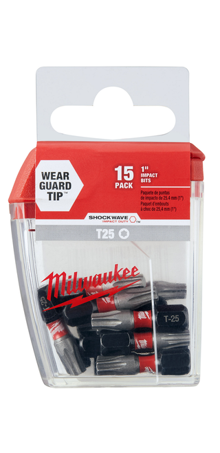 Milwaukee 48-32-5014 SHOCKWAVE 1 in. Impact T25 Insert Bits (15 Pack)