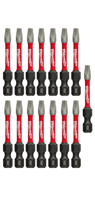 Milwaukee 48-32-5010 SHOCKWAVE Square Recess #2 Insert Bits (15-Piece Contractor Pack)