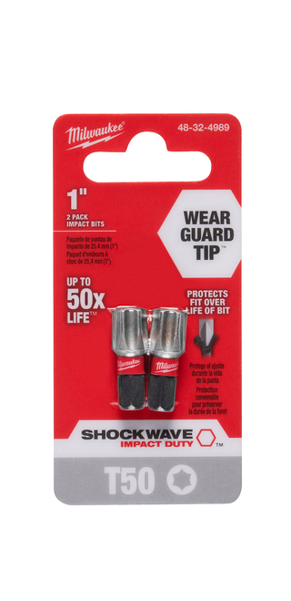 Milwaukee 48-32-4989 SHOCKWAVE 1 in.Torx T50 Impact Bit (2 Pack)