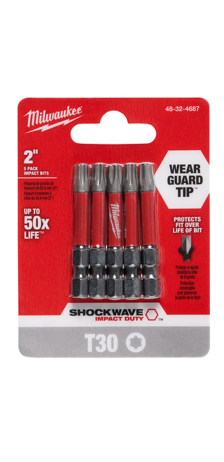 Milwaukee 48-32-4687 SHOCKWAVE 2 in. T30 Impact Driver Bits 5PK