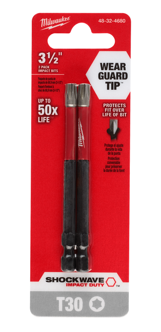 Milwaukee 48-32-4680 SHOCKWAVE 3-1/2" T30 Impact Bit 2PK