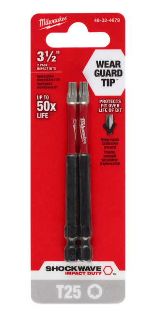Milwaukee 48-32-4679 SHOCKWAVE 3-1/2" T25 Impact Bit 2PK