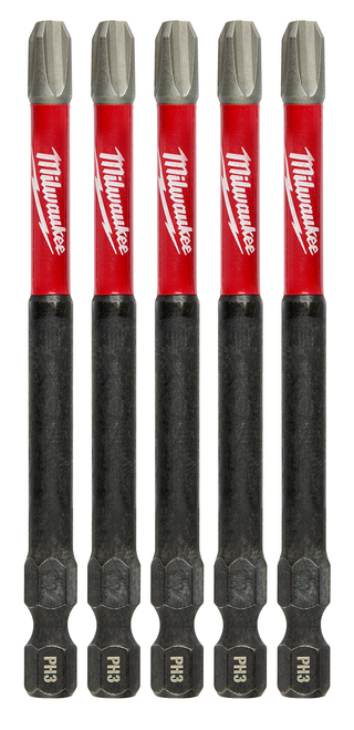 Milwaukee SHOCKWAVE 3-1/2 Impact Phillips #3 Power Bits (5PK) - 48-32-4566