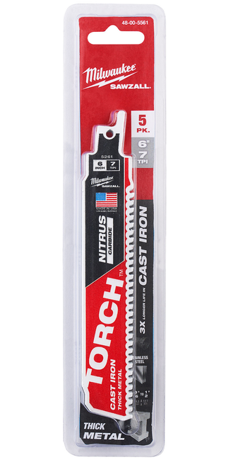 Milwaukee 48-00-5561 6" 7TPI The TORCH for CAST IRON with NITRUS CARBIDE 5PK