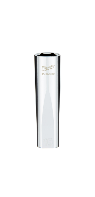 Milwaukee 45-34-9140 1/2 in. Drive 16MM Metric 6-Point Deep Socket with FOUR FLAT Sides