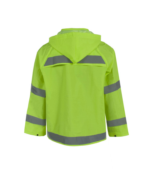 Neese 10182-01-2-HLI-6X 1820J Econo-Viz Jacket with Snap-On Hood and Reflective Tape-Hi-Vis Lime-Size 6X