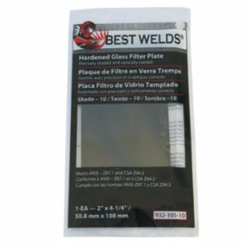 BEST WELDS BW-2X4-1/4 #9 GLASS  FILTER PLATE 901-932-105-7