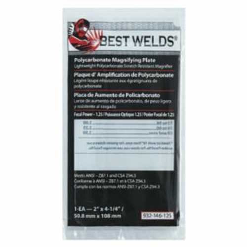 BEST WELDS BW-2X4-1/4 POLYCARB  MAGLENS 1.75 DIOPTER 901-932-146-125