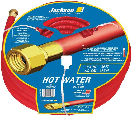 JACKSON PROFESSIONAL TOOLS 3/4" X 50' COMMERCIAL DUTY RED GARDEN HOSE