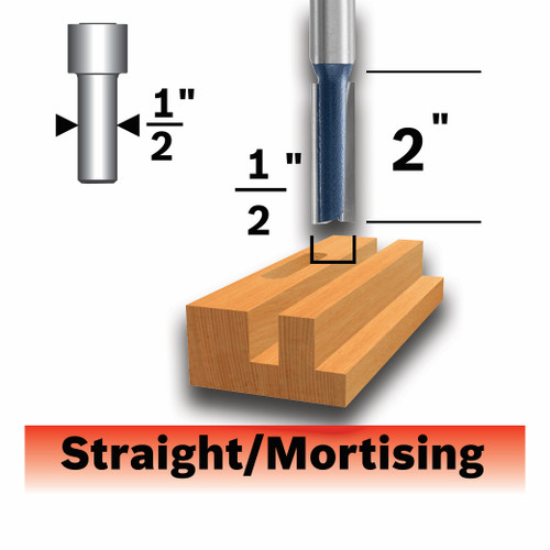 Bosch 85251M 1/2 In. x 2 In. Carbide-Tipped Double-Flute Straight Router Bit