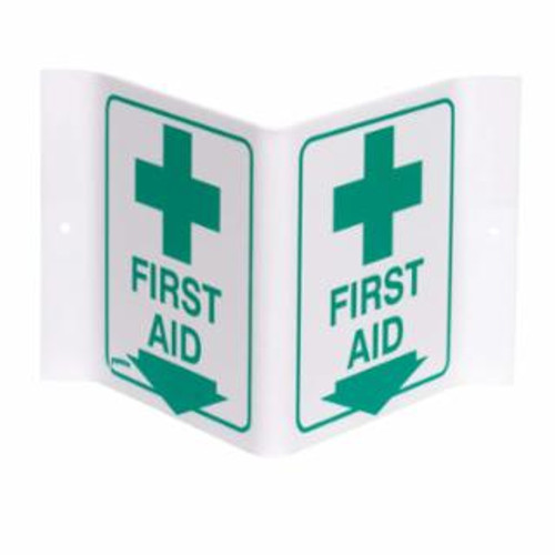 BRADY® STANDARD INVIN SIGN  FIRST AID W/PICTO  GRN/WHT