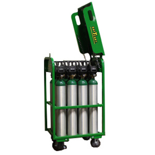 SAF-T-CART 12 CYLINDER D & E CART WITH LOCKABLE TOP 4 CASTE