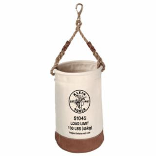 Klein Tools 5104S Canvas Bucket, Leather Bottom, Swivel Snap, 12-Inch