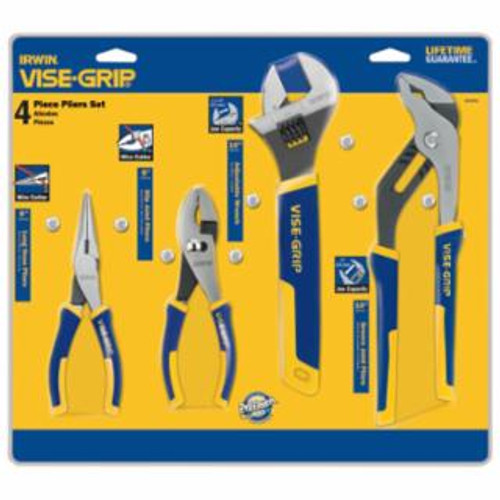 IRWIN 4 PIECE PRO PLIER SET (6" LN & SLIP/10" ADJ& GRO