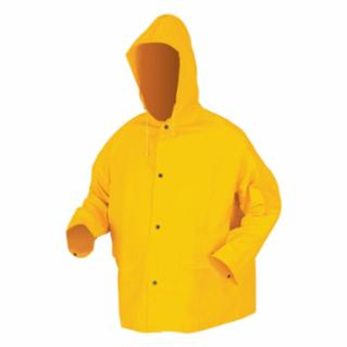 MCR SAFETY CLASSIC .35MM PVC/POLY JACKET W/ATT HOOD- YELLOW