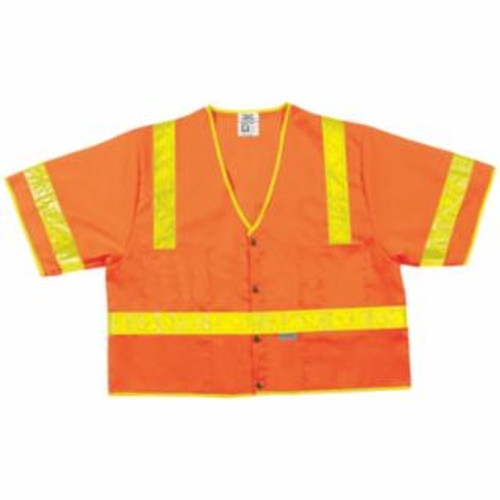 MCR SAFETY LUM. CLASS III POLY FLUORESCENT SAFETY VEST ORNG