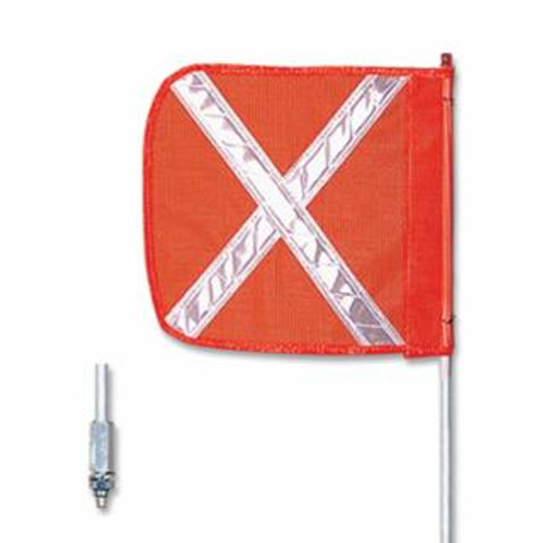 CHECKERS WARNING WHIP6'12" ORANGEFLAGWHITE XHEX BASE