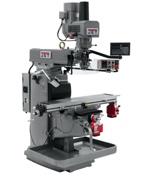 JET JT9-690637 JTM-1050EVS2/230 Mill With Newall NMS800 DRO With X and Y-Axis Powerfeeds and Air Powered Drawbar
