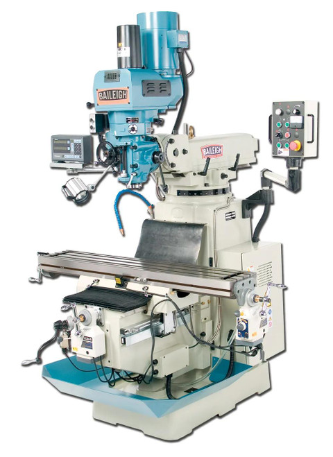 BAILEIGH BA9-1008136 Vm-1054-3; 10" X 54" Evs Variable Speed Vertical Milling Machine Nt40 Spindle With X, Y & Z Powerfeeds, Dro & Air Power Drawbar 3HP, 220V 3Phase