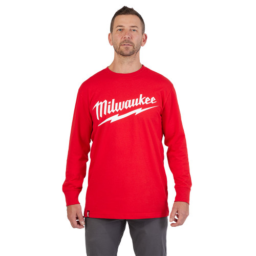 Milwaukee 608R-2X Heavy Duty T-Shirt - Long Sleeve Logo Red 2X