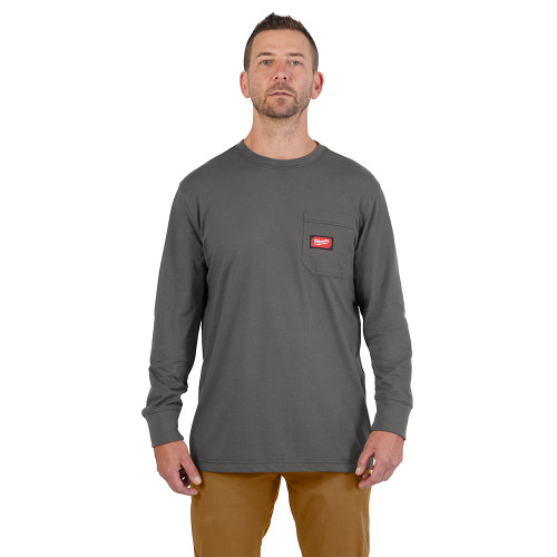 Milwaukee 606G-S GRIDIRON Pocket T-Shirt - Long Sleeve Gray S