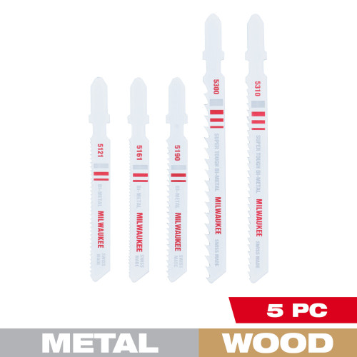 Milwaukee 49-22-1178 5Pc T-Shank Bi-Metal Jig Saw Blade Set