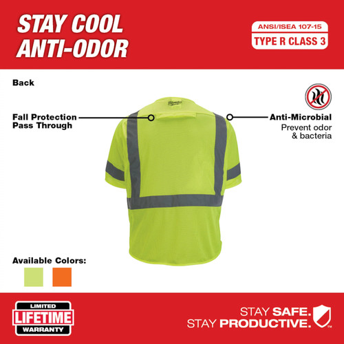 Milwaukee 48-73-5132 Class 3 High Visibility Yellow Mesh Safety Vest - L/XL