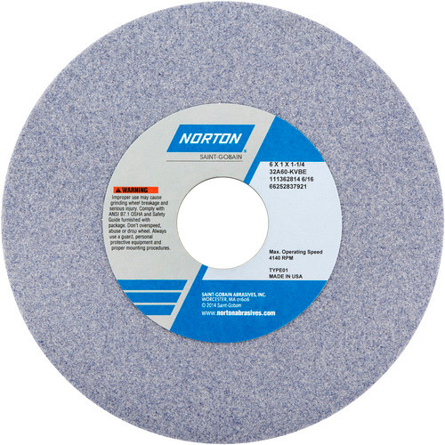 NORTON 6"X1"X1-1/4"VITRIFIED GRINDING WHEEL TYPE 01