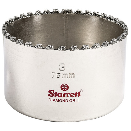 L.S. STARRETT DIAMOND GRIT HOLE SAW  3" - 76MM DIAMETER