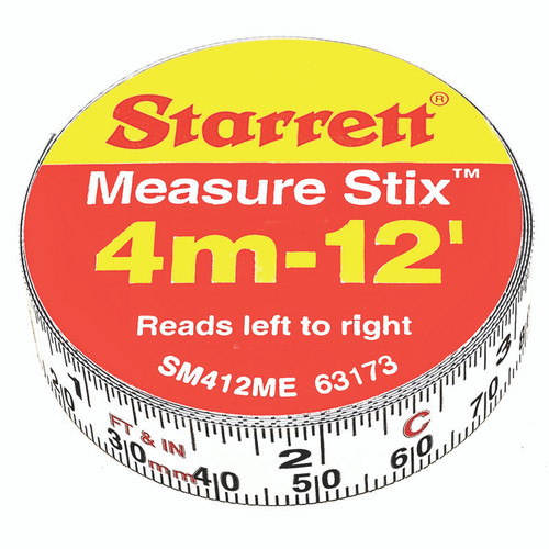 L.S. STARRETT MEASURE STIX 1/2" X 3.65M/12' METRIC/ENGLISH