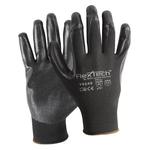 WELLS LAMONT BLACK NYLON GLOVE  FOAMNITRILE PALM  M