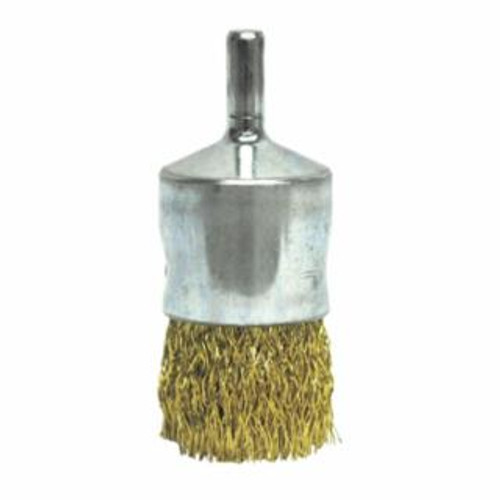 WEILER 1" CRIMPED WIRE END BRUSH- .0118 BRASS (EBA-22)