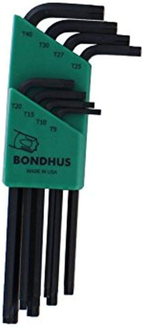 BONDHUS SET 8 STAR L-WRENCHES -LONG ARM STYLE - T9-T40