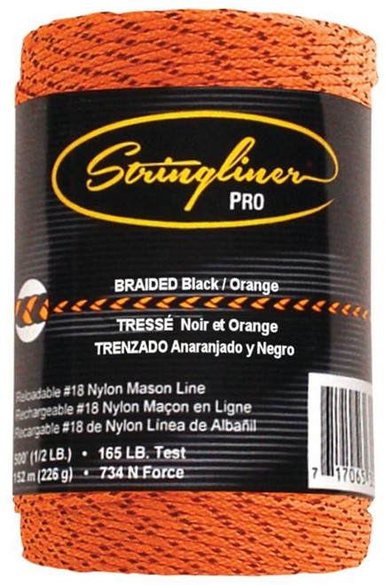 STRINGLINER BLACK-ORANGE-BRAIDED-TWINE-500'-REFILL