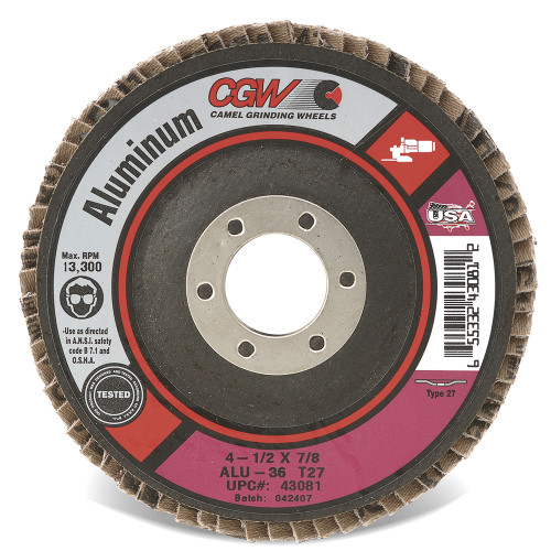 CGW ABRASIVES 41/2X7/8 T27 A36 43081